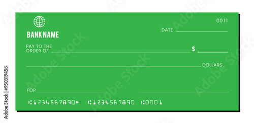 Blank check, bank cheque design, vector format