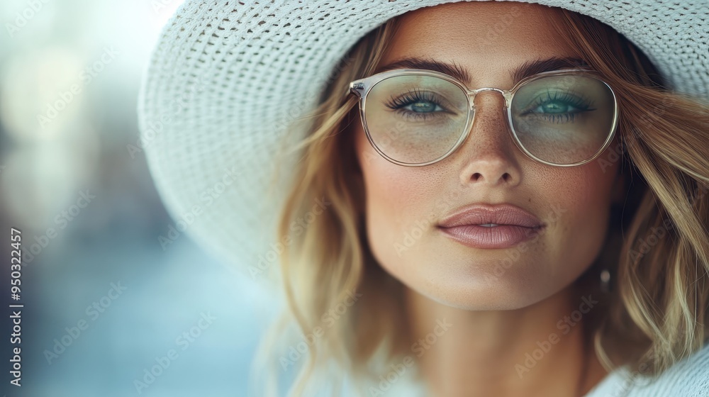 A stylish woman wearing a white hat and clear glasses in an outdoor setting, showcasing her fashion sense, confidence, and modern aesthetic under natural light. A stylish woman wearing a white hat and clear glasses in an outdoor setting, showcasing her fashion sense, confidence, and modern aesthetic under natural light.