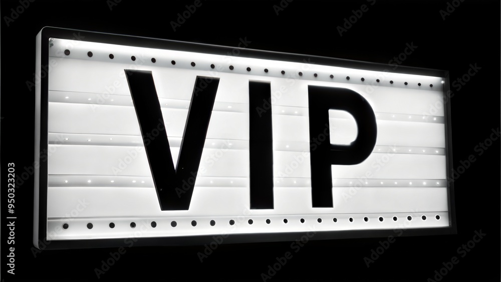 Illuminated VIP Sign with Black Letters on White Lightbox Background Illuminated VIP Sign with Black Letters on White Lightbox Background