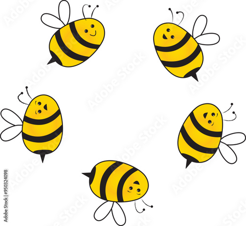 bumble-bee circle. cute honey bee. bumblebee in circle shape, vector and logo of  fly bee.