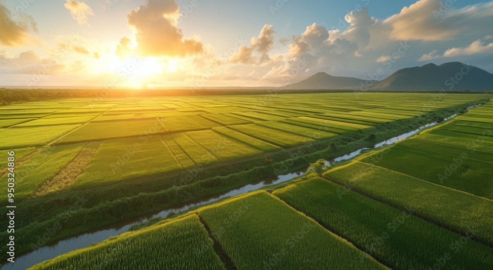 Endless Row of Sugar Cane Plants in Rice Fields with Golden Sunshine and Distant Mountains
Endless Row of Sugar Cane Plants in Rice Fields with Golden Sunshine and Distant Mountains