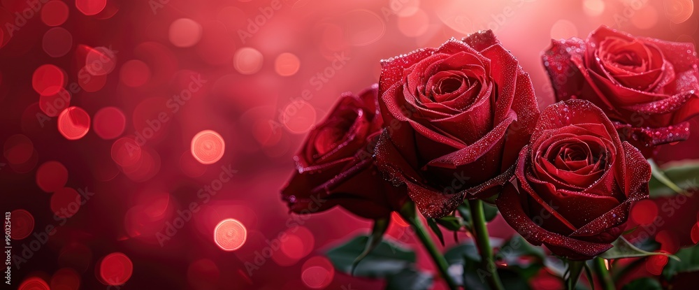 Romantic Red Roses with Bokeh Background Romantic Red Roses with Bokeh Background