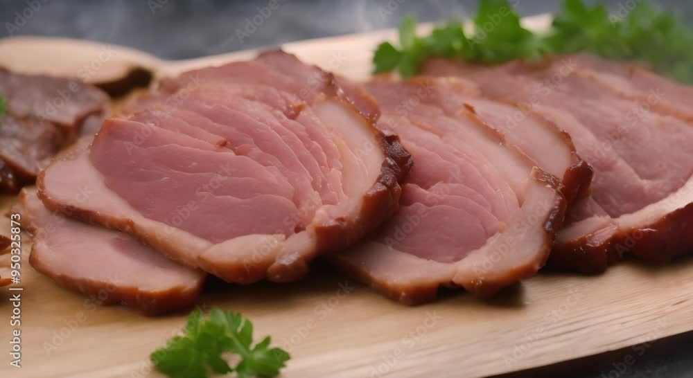 Smoked pork meat on a plate 4k animation Smoked pork meat on a plate 4k animation
