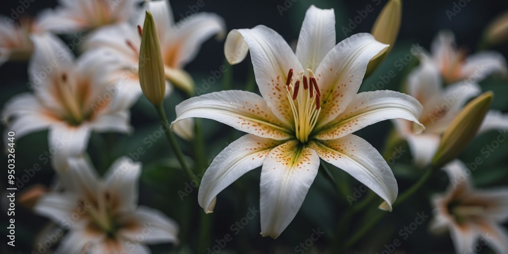 Fototapeta premium white lily close up background gorgeous picture.
