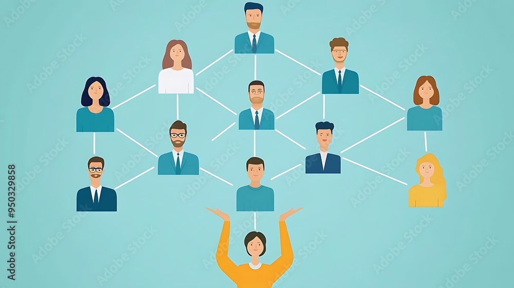 Illustration of a Connected Network of People Illustration of a Connected Network of People