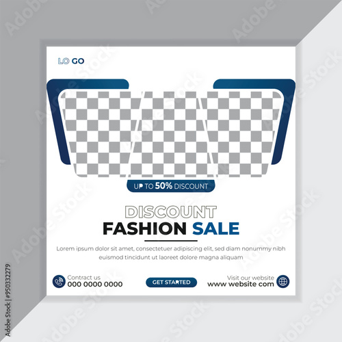 Fashion sale social media post design and editable social media post design template.
