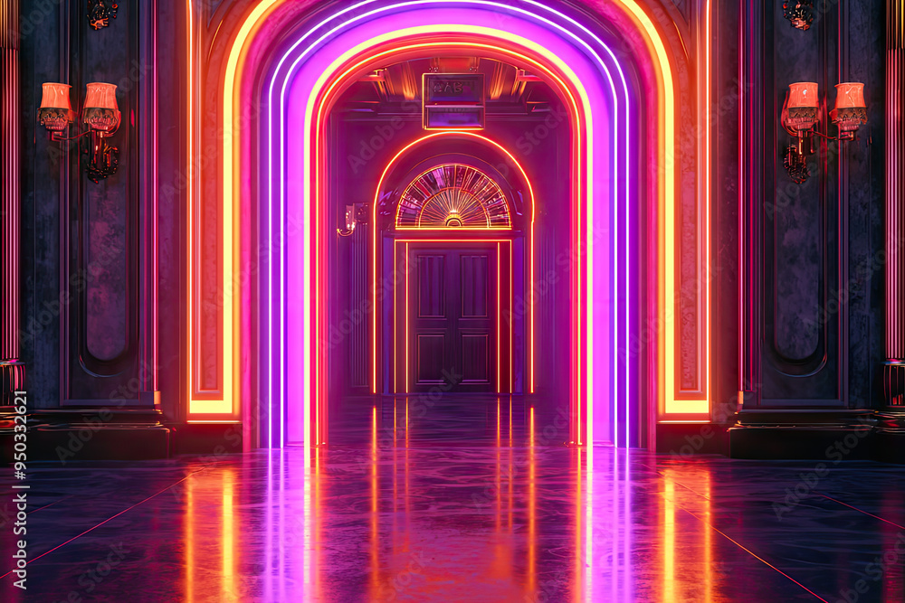 Step into Elegance: A Brilliantly Lit Casino Entrance Awaits Your Arrival Amid a Spectacle of Neon Lights and Glamour. Step into Elegance: A Brilliantly Lit Casino Entrance Awaits Your Arrival Amid a Spectacle of Neon Lights and Glamour.