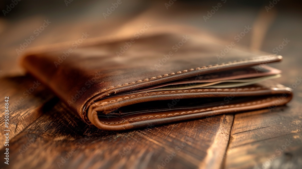 close-up of a well-worn leather empty wallet close-up of a well-worn leather empty wallet