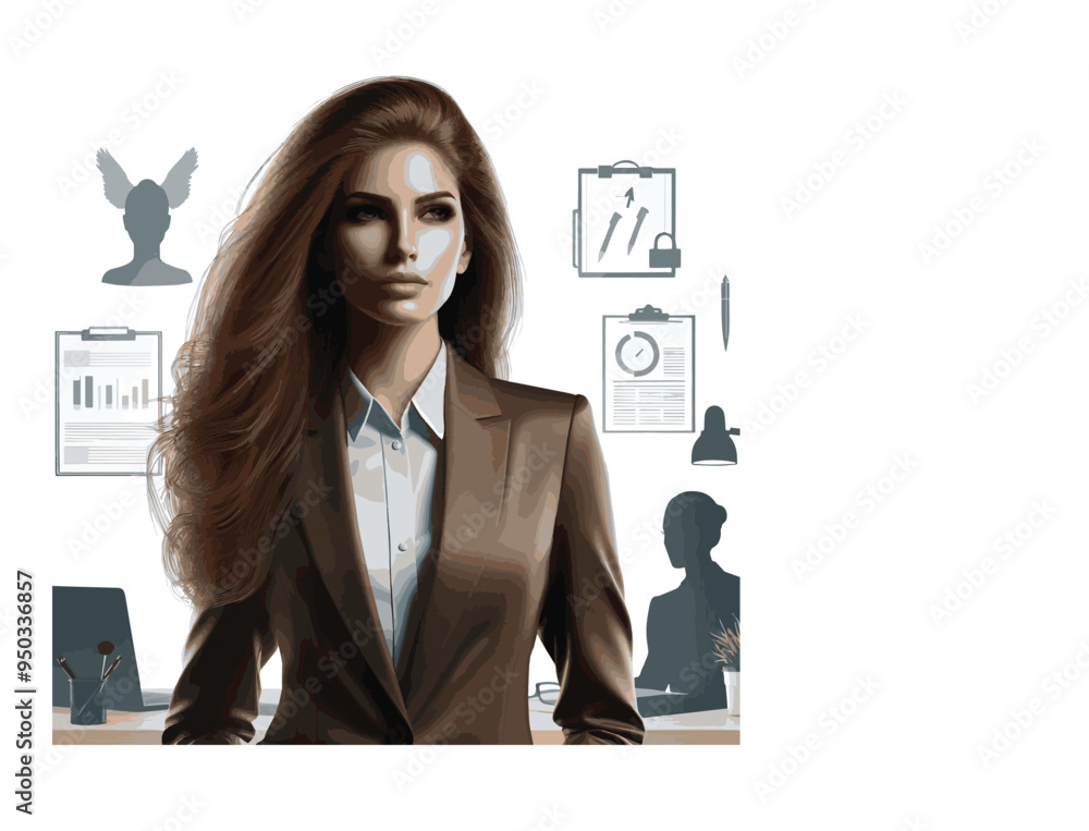 realistic business woman silhouette vector style with white background realistic business woman silhouette vector style with white background