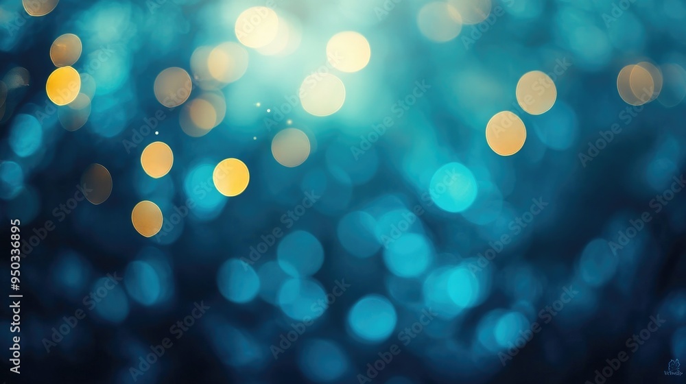 Cool-toned bokeh blur background with blue and teal lights, creating a calm and tranquil atmosphere Cool-toned bokeh blur background with blue and teal lights, creating a calm and tranquil atmosphere