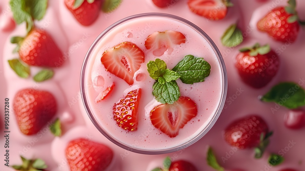 Sumptuous Strawberry Milk with Floating Fruit and Herbs Sumptuous Strawberry Milk with Floating Fruit and Herbs