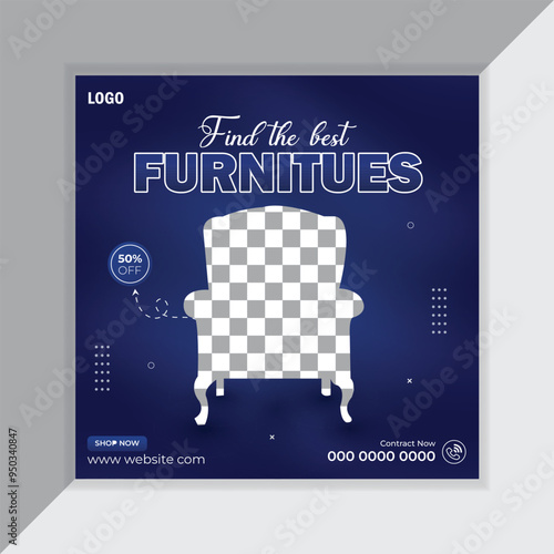 Modern furniture sale social media-  post collection template,