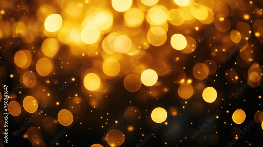 Golden bokeh blur on a dark background, reminiscent of twinkling fairy lights in a night setting. Golden bokeh blur on a dark background, reminiscent of twinkling fairy lights in a night setting.
