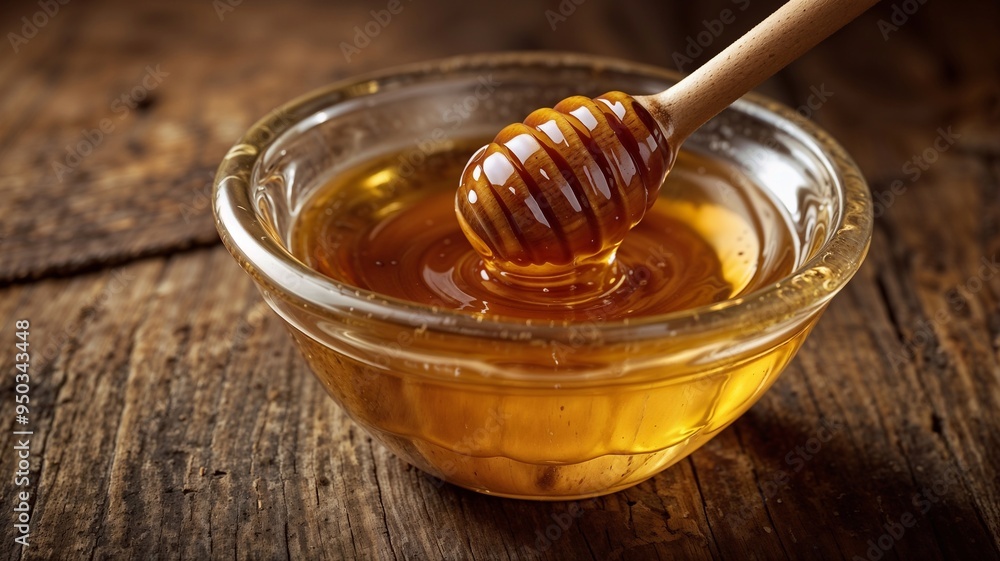 honey in a jar on wooden table honey in a jar on wooden table