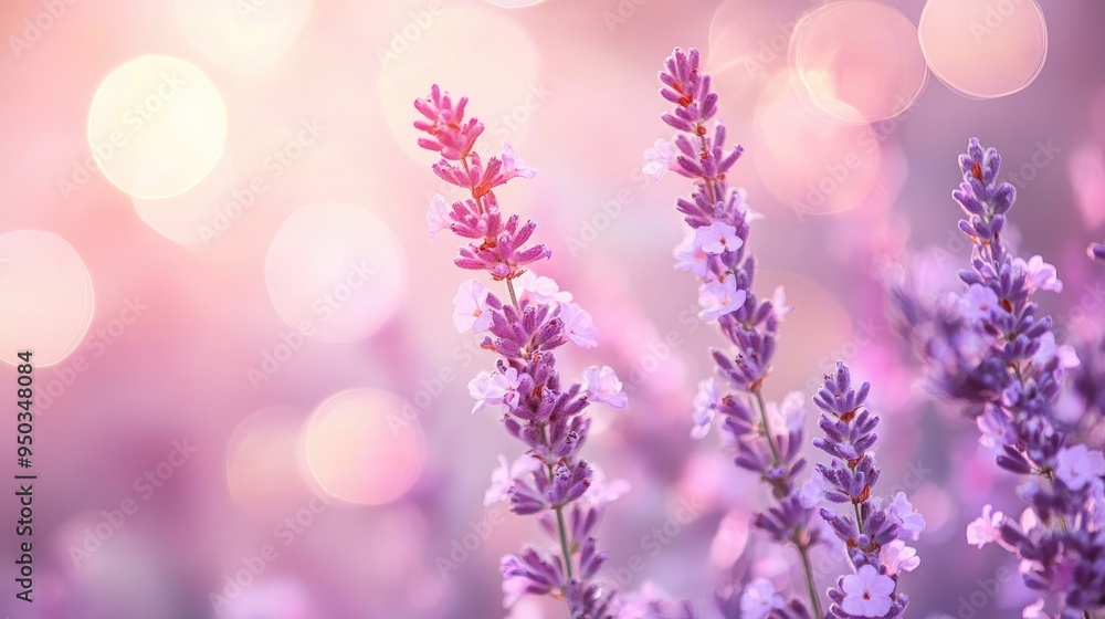 Obraz premium Soft pink and lavender bokeh blur, creating a serene and soothing background ideal for delicate themes.