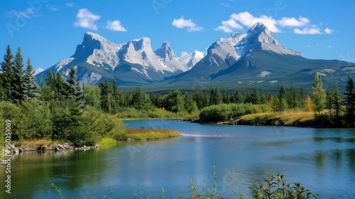 Majestic Mountain Range Reflected in Calm River