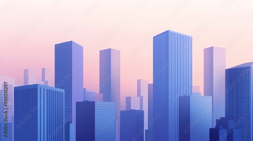 Sunrise over a modern city skyline with blue skyscrapers, creating a serene and futuristic urban landscape against the vibrant sky. Sunrise over a modern city skyline with blue skyscrapers, creating a serene and futuristic urban landscape against the vibrant sky.