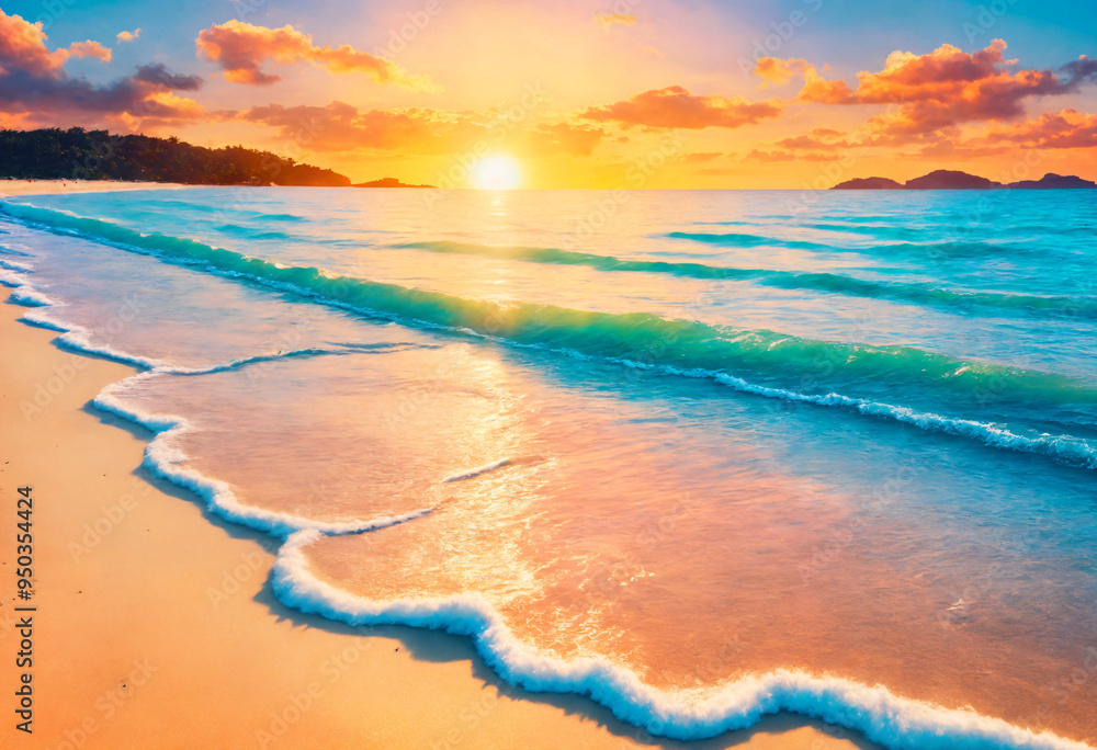 Obraz premium Brilliant Sunrise Colors Over the Sea