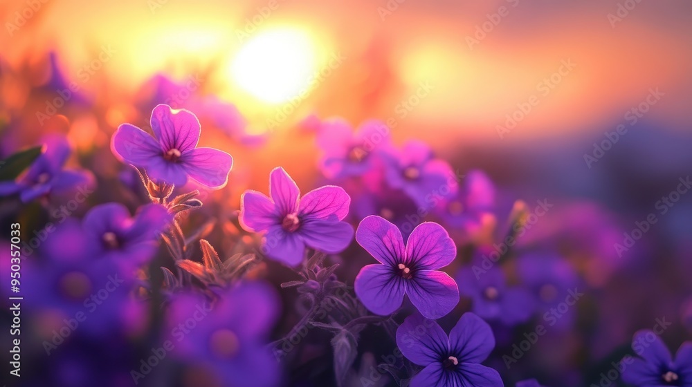 Close-Up of Violet Flowers in Bloom During Sunset Close-Up of Violet Flowers in Bloom During Sunset