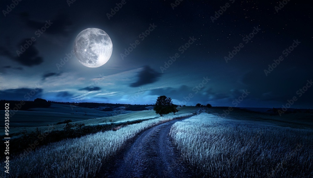 dark night in the moonlight, AI generated dark night in the moonlight, AI generated