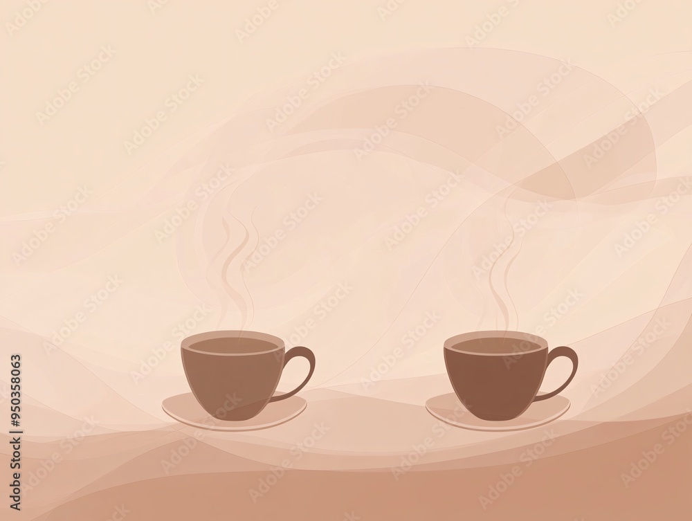 Obraz premium Abstract Coffee Art with Steaming Cups