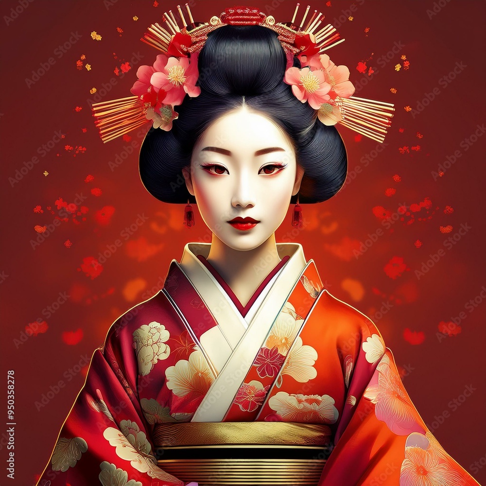 beautiful young japanese geisha woman, AI generated beautiful young japanese geisha woman, AI generated