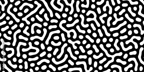 Abstract Turing organic wallpaper with background. Turing reaction diffusion monochrome seamless pattern with chaotic motion. Natural seamless line pattern. Linear design with biological shapes. photo