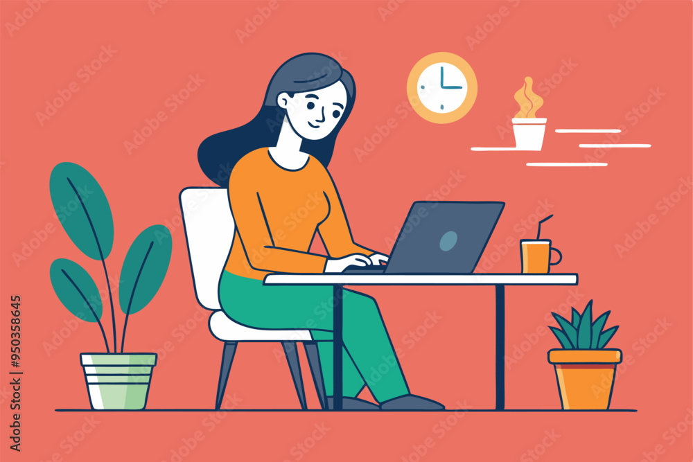 women working with laptop skatch art vector illustration women working with laptop skatch art vector illustration