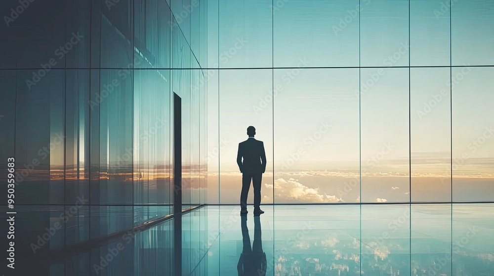 Portrait of a handsome young businessman standing by the window in office Portrait of a handsome young businessman standing by the window in office