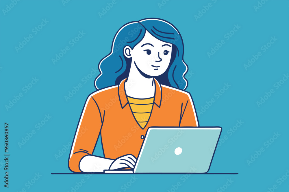 women working with laptop skatch art vector illustration women working with laptop skatch art vector illustration
