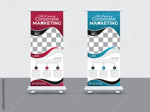 Modern trendy corporate business marketing x stand roll up pull up signage retractable banner design,