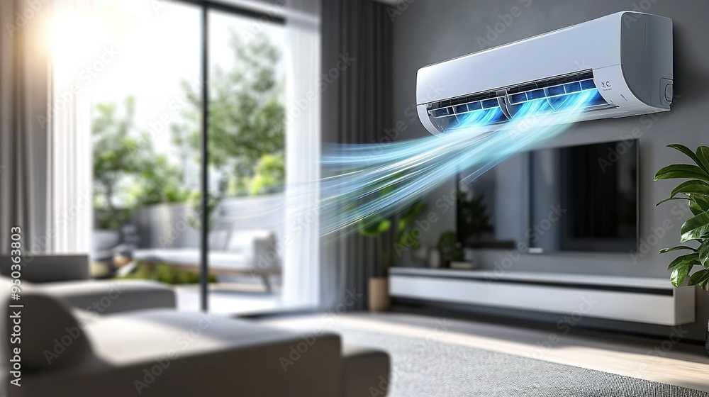 Close up of air conditioner blowing a cool breeze in a room
Close up of air conditioner blowing a cool breeze in a room