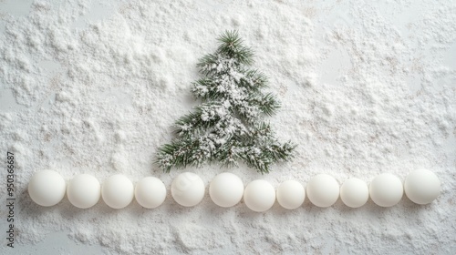 Snowy Christmas Tree with Ornaments