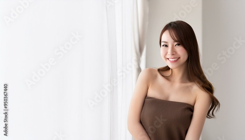 可愛くてセクシーな若いアジア人女性のポートレート。（Portrait of a cute and sexy young Asian woman.） 