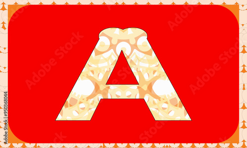 Colorful floral letter A made from vibrant, assorted flowers on a transparent background. Perfect for decorations and design proj.Vector coloring page with letter A. Letter a coloring book for adults. photo