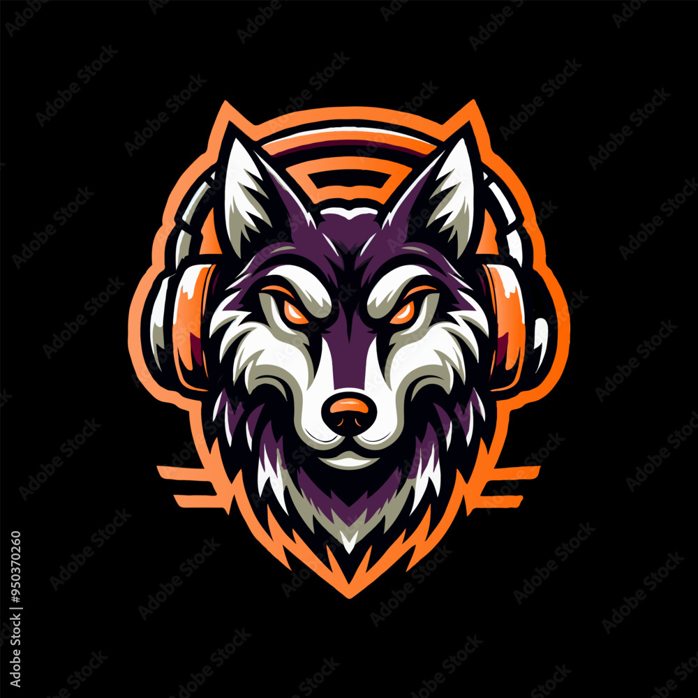 Fierce Wolf Head with Headphones: A Bold Graphic Design, Fox Head Logo, T-shirt Design Fierce Wolf Head with Headphones: A Bold Graphic Design, Fox Head Logo, T-shirt Design