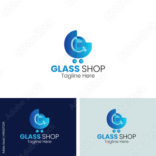 Flat Glass logo Design with Gradient color