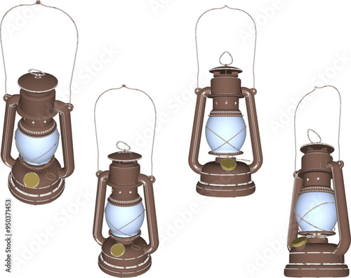 Vector sketch illustration of traditional ethnic vintage classic old lantern lamp design