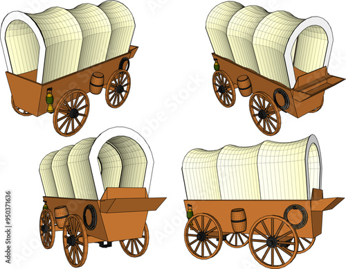 Vector sketch illustration of urban ethnic vintage classic old nobles transport carriage design