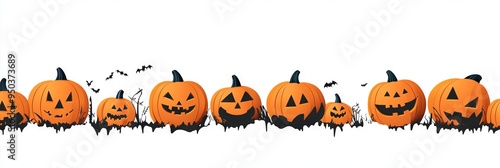 Halloween Pumpkins on White Paper with Gothic Vector Art. AI generated illustration