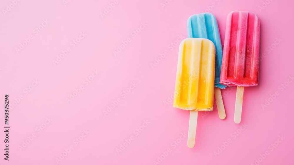 Colorful Popsicles on Pink Background Colorful Popsicles on Pink Background