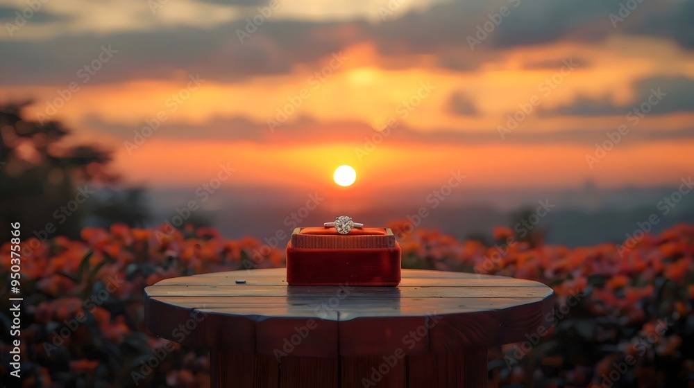 Silhouette of candles on the beach against a vibrant sunset sky, casting a warm glow over the vast ocean