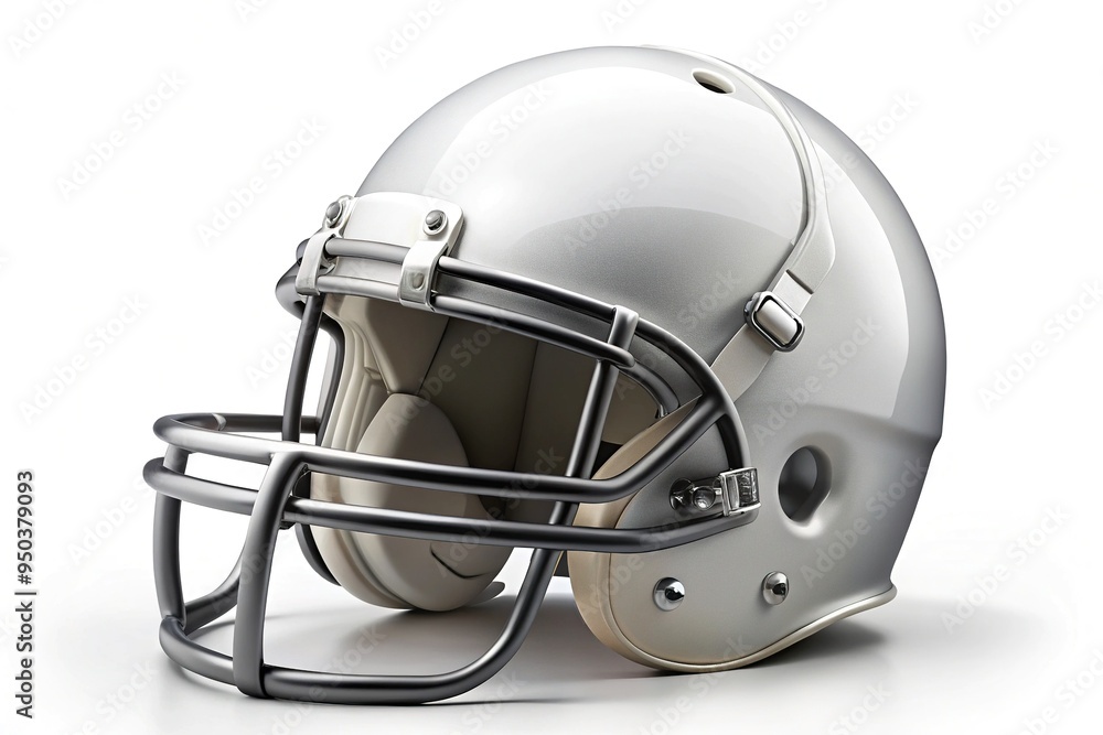 Naklejka premium Isolated blank football helmet on a white background, ideal for adding custom logos, decals, or designs, with clean lines and realistic shadowing.