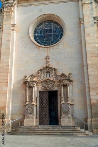 Exterior entrance to Tarrega's cathedral, Catalonia (Spain)