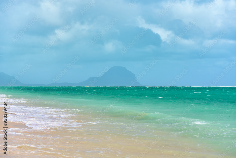 Le Morne mountain view from the Indian ocean, Mauritius island, Africa Le Morne mountain view from the Indian ocean, Mauritius island, Africa