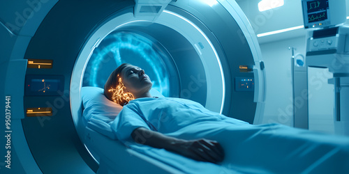 Wallpaper Mural Advanced MRI Scan, Patient Undergoing Brain Imaging in Modern Medical Facility, Person undergoing a scan Torontodigital.ca