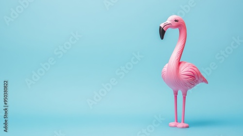 Pink Flamingo on Blue Background
