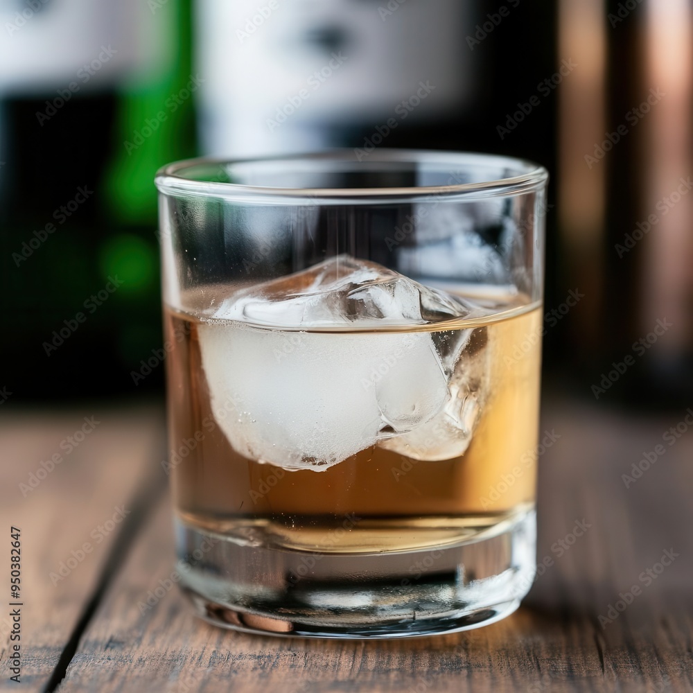 Soju from Korea in a small glass with ice, soju, Korea, ice Soju from Korea in a small glass with ice, soju, Korea, ice