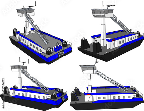 Vector sketch illustration of enemy aircraft tracking radar warship design