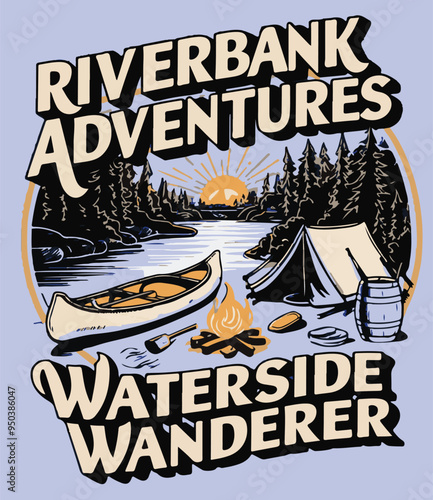 River bank adventures , waterside wanderer ,T shirt design vector .